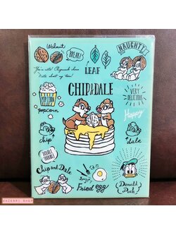 แฟ้ม A4 ลาย Chip & Dale สีเขียว ด้านในใส่เอกสารได้สองด้านซ้ายขวา เป็นแบบ pocket ใส่ได้ 10 ช่อง