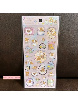 Sticker ลาย Rilakkuma: Swan and Gold Flower แบบสีชมพู ขนาด 20 x 9.5 ซม.