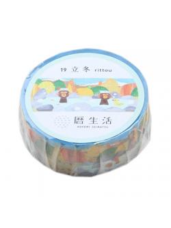 Koyomi Seikatsu Masking Tape เทปตกแต่งจากญี่ปุ่น ลายลิงแช่ออนเซ็น (rittou) ขนาด 1.5 ซม. x 5 ม.