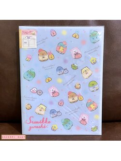 แฟ้ม A4 ลาย Sumikko Gurashi Meeting Together สีฟ้าลายพร้อย ด้านในใส่เอกสารได้สองด้านซ้ายขวา เป็นแบบ pocket ใส่ได้ 10 ช่อง