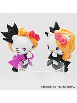 ตัวเกาะแก้ว Cup no Fuchiko แบบ Limited หายาก ลาย Yoshikitty (Yoshiki X Japan & Hello Kitty) แบบสีม่วง - ดำ มี 2 ตัวในกล่อง