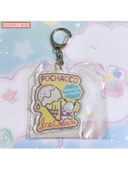 พวงกุญแจอะคริลิคแบบห่วงใหญ่จาก Sanrio ลาย Pochacco Ice Cream ขนาดสูง 7 ซม. ไม่รวมสาย