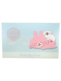 แฟ้ม Kanahei Ticket Holder & Mask Case จากญี่ปุ่น แบบ Good Vibes สีฟ้า ขนาด 21.5 x 13.5 ซม. (ตอนพับครึ่ง) ไว้ใส่สิ่งของ ตั๋ว เอกสารเล็ก หน้ากากได้ ขนาดกว้าง