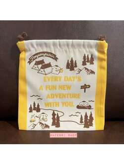 ถุงผ้ารูดเชือก Pompompurin Camping สีเหลือง ขนาด 19 x 19 ซม.