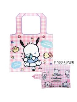 กระเป๋า Pochacco Eco Bag พับได้ สีชมพู ขนาด 42 x 48 ซม. / ตอนพับ 14 x 16.5 ซม.