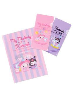 Set แฟ้มลาย My Melody & Kuromi Baby Series มี 3 แฟ้มในเซ็ต ขนาด A4 และแบบซอง Ticket Holder 2 อัน