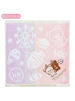 ผ้าขนหนู Rilakkuma Yum Yum Sweets? Amusement Park Mini Towel สีม่วง-ชมพู ขนาด 25 x 25 ซม.