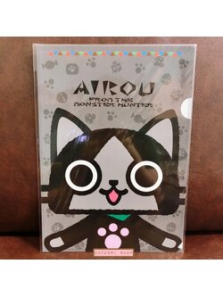 แฟ้ม A4 Monster Hunter ลาย Airou สีเทา (Face)