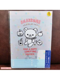 แฟ้ม A4 Rilakkuma สีขาวลายจุด ตรงตัวแฟ้มเป็นแบบเขียนได้ มีพิ้นที่ให้เอาปากกาหรือเมจิกเขียน