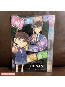 แฟ้ม A4 Detective Conan ลาย Film สีดำ แยกใส่เอกสารได้ 5 ช่อง แต่ละช่องเป็นลายสวย