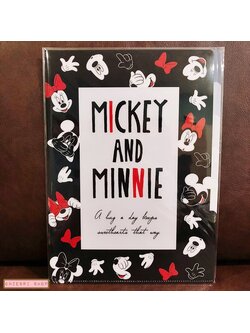 แฟ้ม A4 แยกใส่เอกสารได้ 5 ช่อง ลาย Mickey & Minnie สีดำแดง