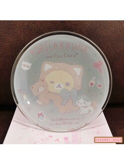จานเล็ก Korilakkuma and Cute Cats Accessory Tray แบบชุดแมวสีชมพู เป็นแก้ว ใส่ของเล็กน้อย ใส่ขนม เครื่องประดับได้ ขนาด 10.5 x 10.5 ซม.