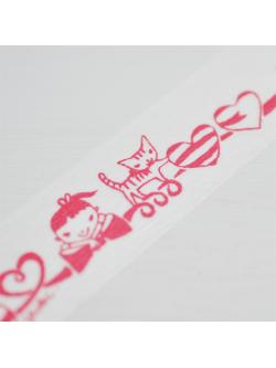 Masking Tape เทปตกแต่งจากญี่ปุ่น snih+delfonics ลายหัวใจขาวชมพู ขนาด 2 ซม. x 15 ม.