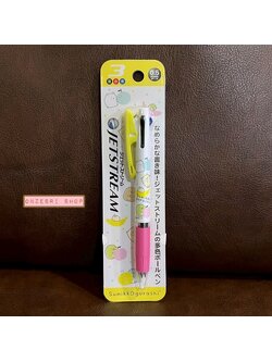 ปากกา San-X Jetstream 0.5 ลาย Sumikko Gurashi สีชมพูเหลือง หมึกมี 3 สี แดง ดำ น้ำเงิน ตรงที่เสียบเป็นแบบคลิป ติดแน่น