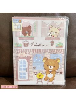 แฟ้ม A4 ลาย Rilakkuma Cafe สีขาว แยกใส่เอกสารได้ 6 ช่อง + 1 ช่องซิปด้านหลัง