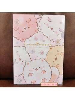 แฟ้ม A4 แมวสีขาวชมพู Funwari Necolon - ふんわりねころん จาก San-X Japan