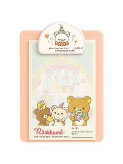 เซ็ตกระดาษโน้ตพร้อมที่หนีบ Rilakkuma Yum Yum Sweets? Amusement Park Memo & Binder แบบสีชมพูอ่อน ขนาด 11 x 7.5 ซม. กระดาษมี 25 แผ่น