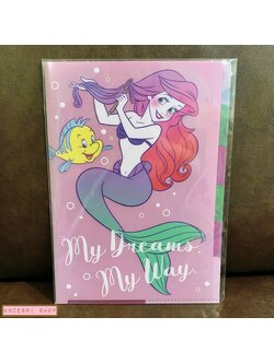 แฟ้ม A4 Little Mermaid (Ariel ชมพู) แยกใส่เอกสารได้ 5 ช่อง