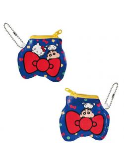 กระเป๋าใส่เหรียญขนาดเล็ก Hello Kitty x Crayon Shinchan แบบโบว์แดง ขนาด 9 x 8 ซม.
