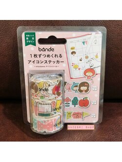 สติกเกอร์ตกแต่ง bande x mizutama จากญี่ปุ่น แบบหน้าตัวการ์ตูน เป็นสติกเกอร์แบบแยกชิ้นในรูปแบบม้วน ไว้ตกแต่งสมุดได้ (ตรงแพคเกจมีพลาสติกบุบนิดหน่อยจากการขนส่ง ไม่มีผลกับการใช้งาน)