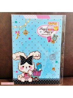 แฟ้ม A4 ลายกระต่าย Sugar Puffy จาก Mind Wave Japan (สีฟ้าลายจุด) แยกใส่เอกสารได้ 3 ช่อง เปิดจากด้านบน