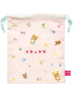กระเป๋ารูดเชือก Rilakkuma Neko Neko no Yu สีชมพู ขนาด 21 x 17 ซม.
