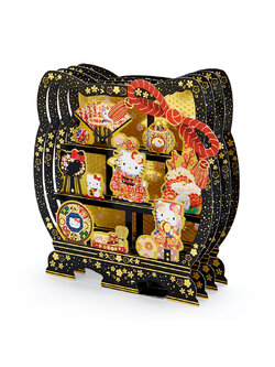 Sanrio Card - Pop up ลาย Hello Kitty Japan Round Shelf (Japan Limited) ด้านหลังเขียนได้ มาพร้อมซองลายน่ารัก ขนาด 12.8 x 0.5 x 17.2 ซม.