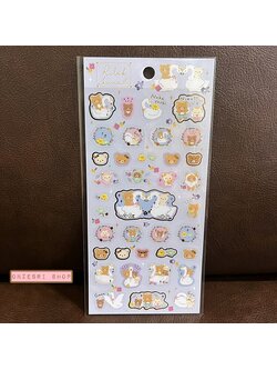 Sticker ลาย Rilakkuma: Swan and Gold Flower แบบสีฟ้า ขนาด 20 x 9.5 ซม.