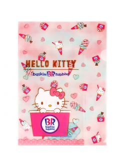 แฟ้ม A4 Sanrio x Baskin Robbins ลาย Hello Kitty ใส่เอกสารได้ 3 ช่อง แบ่งเป็น 2 ซองเล็กด้านหน้าและ A4 ช่องสุดท้าย