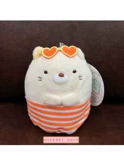 พวงกุญแจตุ๊กตา Sumikko Gurashi Summer แบบแมว Neko ใส่แว่นตาหัวใจสีส้ม ขนาด 11 x 8 ซม.
