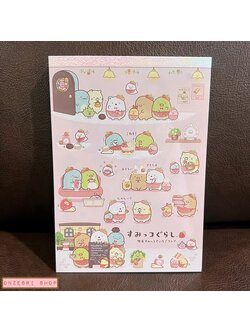 สมุดฉีก Sumikko Gurashi Strawberry Fair แบบสีชมพู ขนาด 14.8 x 10.5 ซม. มี 4 ลาย รวม 100 แผ่น แผ่นแรกเป็นสติกเกอร์