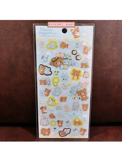 สติกเกอร์ Rilakkuma - Chairoikoguma Dandelions and Twin Hamsters แบบสีฟ้า ขนาด 20 x 9.5 ซม.