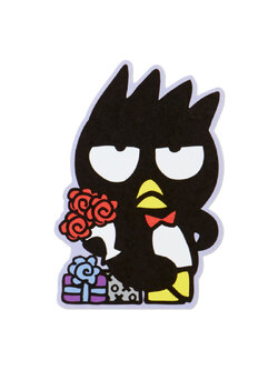 การ์ดเปล่า Sanrio & Seal Card แบบ Badtz Maru สามารถเขียนด้านในได้ มีสติกเกอร์น่ารักให้แปะได้ 1 แผ่น มาพร้อมซองลายน่ารักเข้ากัน ขนาดประมาณ 12 x 16 ซม.