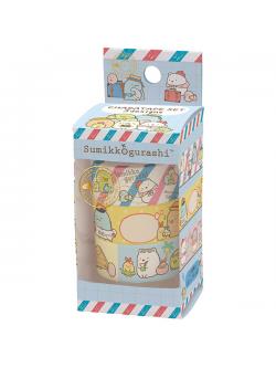 เซ็ต Chara Tape ลาย Sumikko Gurashi Travel กล่องสีฟ้า เป็นเทปตกแต่ง 3 ลาย ขนาดม้วนละ 1.5 ซม. x 5 ม.