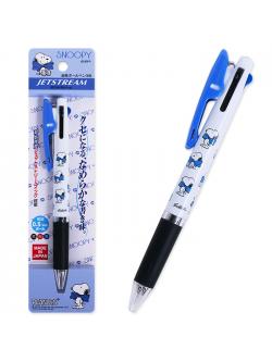 ปากกา Sanrio Jetstream 0.5 ลาย Snoopy Ribbons สีขาวน้ำเงิน หมึกมี 3 สี แดง ดำ น้ำเงิน ตรงที่เสียบเป็นแบบคลิป ติดแน่น