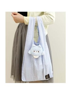 กระเป๋า Eco ลาย Rilakkuma - Chairoikoguma Dandelions and Twin Hamsters Shopping Bag แบบ Blue Wolf หมาป่าสีฟ้า พับได้ พกพาสะดวก มีที่เก็บเป็นพวงกุญแจ ขนาด 56 x 30 ซม. / พับแล้วเหลือ 8.5 x 11 x 3 ซม.