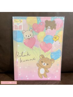 แฟ้มลาย Rilakkuma Balloon สีชมพู ด้านในใส่เอกสารได้สองด้านซ้ายขวา เป็นแบบ pocket ใส่ได้ 10 ช่อง
