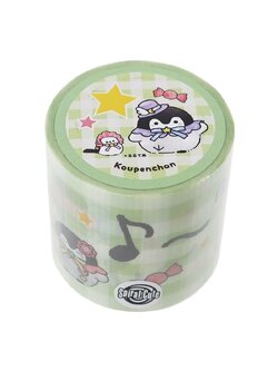 Yojote Tape ลายเพนกวิน Koupen Chan Music สีเขียว ขนาดกว้าง 4.5 ซม. ยาว 4 ม. ทนทาน แปะได้ทั้งกระดาษ พลาสติก ฯลฯ