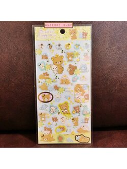 สติกเกอร์ Rilakkuma - Chairoikoguma Dandelions and Twin Hamsters แบบสีเหลือง ขนาด 20 x 9.5 ซม.