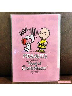 แฟ้ม A4 Snoopy & Charlie Brown สีชมพูขาว แยกใส่เอกสารได้ 5 ช่อง