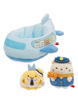 เซ็ตตุ๊กตา Sumikko Gurashi x Keikyu & Haneda in Ota City (Limited) เป็นแบบเครื่องบิน มาพร้อมคุณแอร์โฮสเตสแมว Neko และคุณกัปตันหางปลาอะจิทอด ขนาด 9 x 18 x 17 ซม.