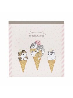 สมุดฉีก mofusand จากญี่ปุ่น ลาย Ice Cream ขนาด 9.5 x 9.5 x 1 ซม. 4 ลาย รวม 100 แผ่น