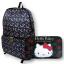 กระเป๋าเป้พับได้ ลาย Hello Kitty Ribbon สีดำ ขนาด 40 x 30 x 14 ซม. / ตอนพับ 25 x 15 ซม.