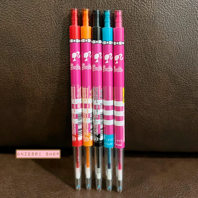 Set ปากกา Uni Style Fit 5 สี ลาย Barbie จากญี่ปุ่น หัว 0.38 ประกอบด้วยสีดำ ฟ้า ส้ม ชมพู แดง