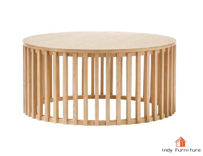 โต๊ะกลางกลม ไม้ยางพารา รุ่น Chana สีธรรมชาติ