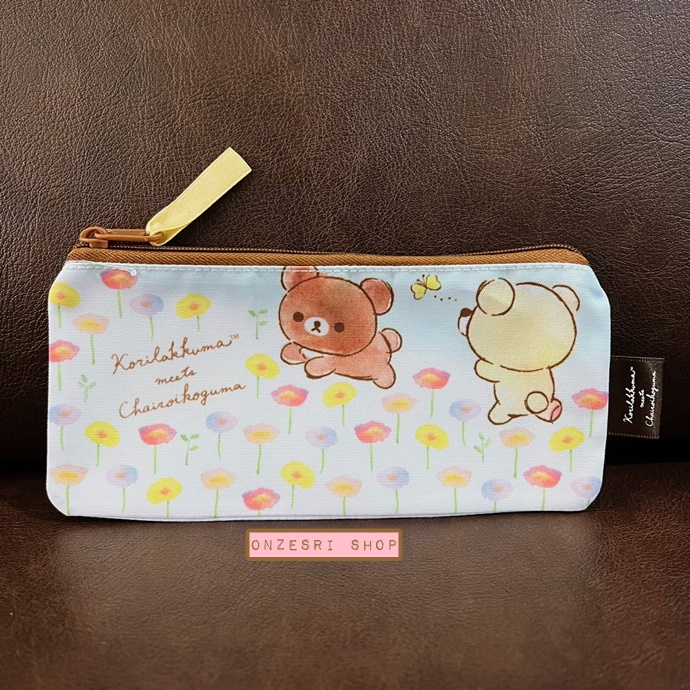 กระเป๋า Korilakkuma meets Chairoikoguma Pen Case สีฟ้า ขนาด 18 x 8.5 ซม.