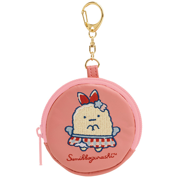 พวงกุญแจกระเป๋าใส่เหรียญ Tenshi na Ebiten Idol (Limited) Embroidered coin purse แบบหางกุ้งเทมปุระ สีแดง ขนาด 8 x 8 x 1.5 ซม. ไม่มีขายทั่วไป เป็นแบบต้องลุ้นกับทางหน้าร้าน San-X ที่ญี่ปุ่นเท่านั้น