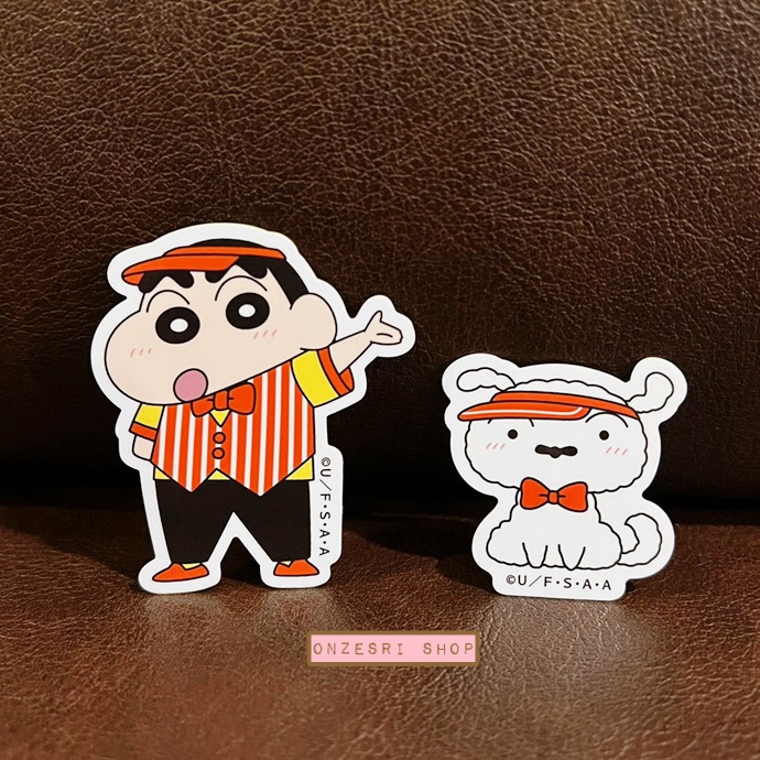 สติกเกอร์อเนกประสงค์ ลาย Crayon Shinchan Burger Shop แบบ Shinchan & Shiro มี 2 ใบในเซ็ต ขนาด 6 x 5 ซม