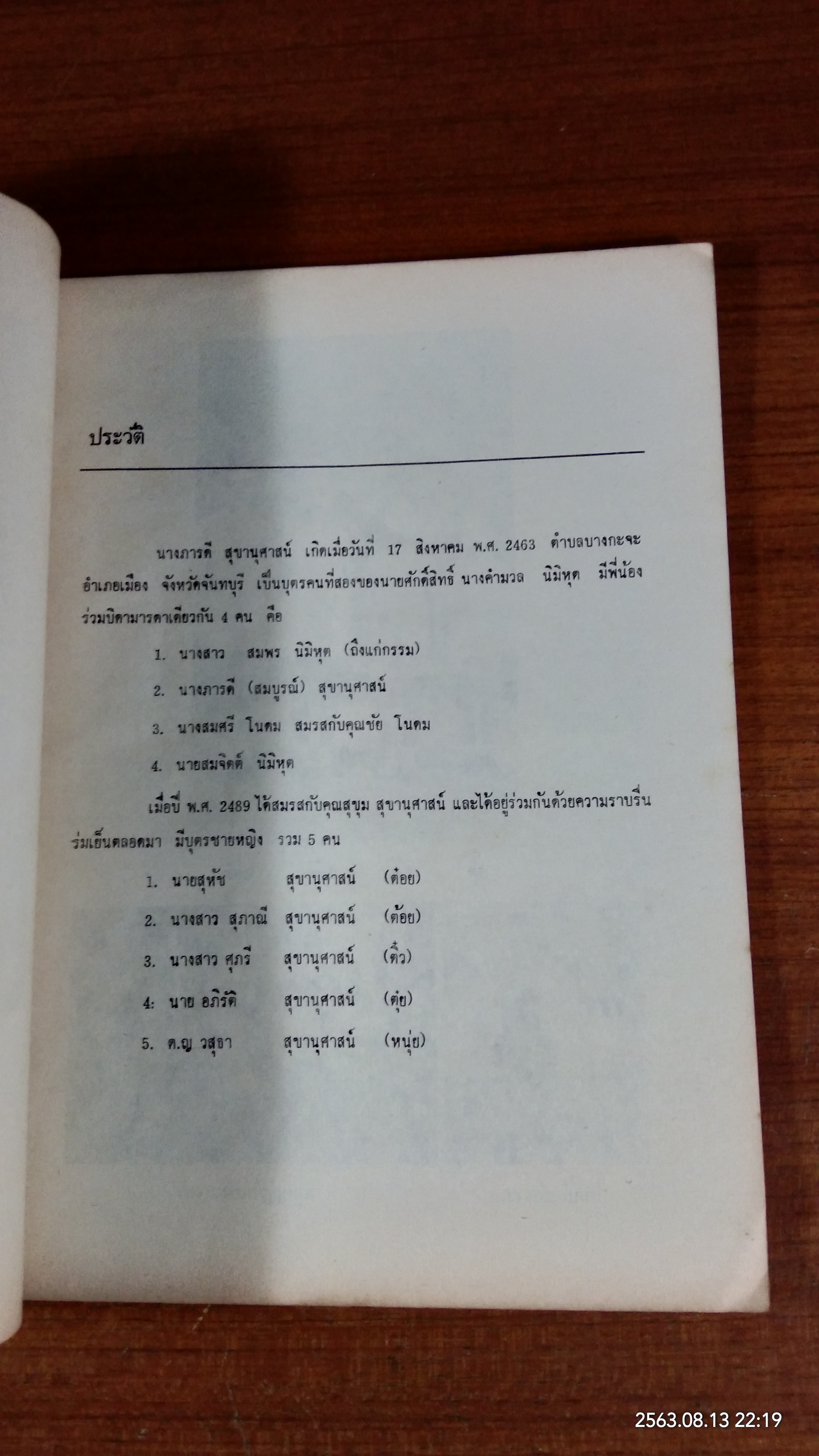 อนุสรณ์ในงานพระราชทานเพลิงศพ นางภารดี สุขานุศาสน์