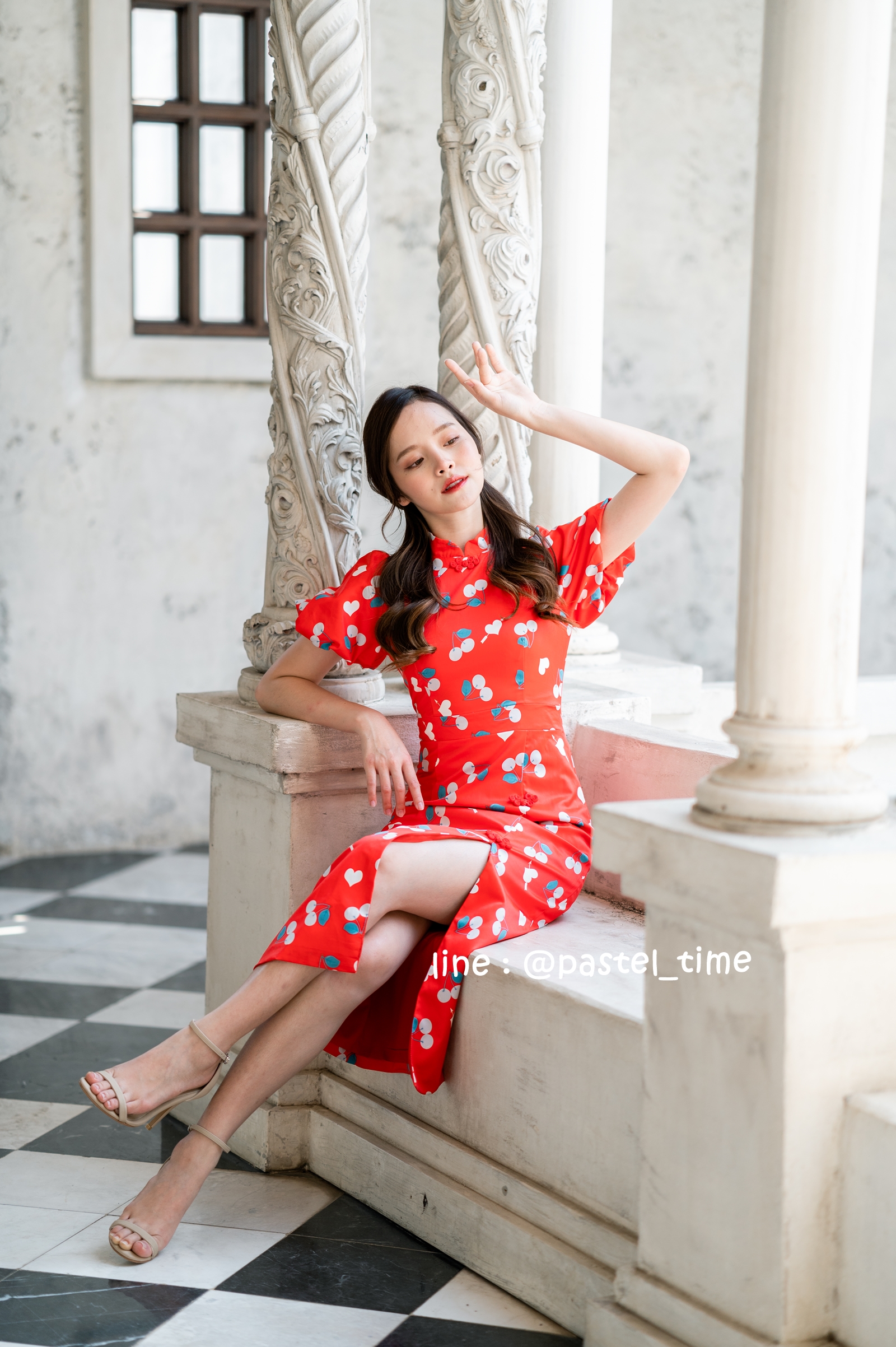Cherry Ang Pao Dress เดรสกี่เพ้าคอจีนสีแดง